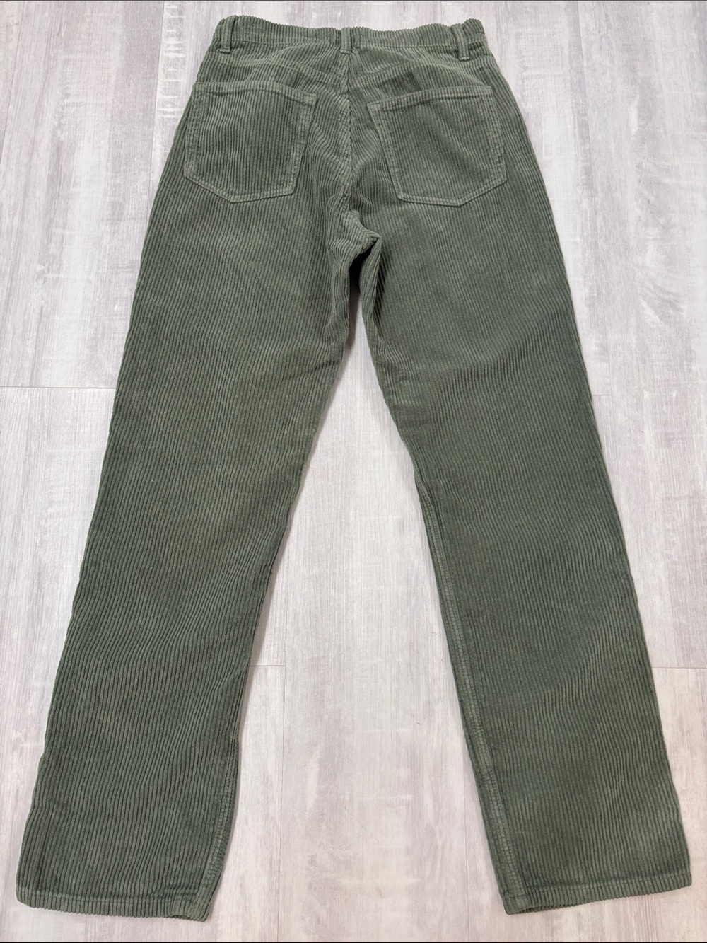 Reformation Jeans Cynthia Button Fly High Rise Olive Green Corduroy Straight Leg - Picture 3 of 8